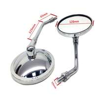 1對摩托車後視鏡,電動自行車反光器,電鍍黑大圓鏡,廣角玻璃,10mm,適用於哈雷巡洋艦斬風機越野車 - 銀色 - 查看 2