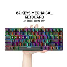 Wireless Gaming Keyboard Mechanical Blue LED Backlit Bluetooth 5.0/Wireless 2.4G/Wired 84 Keys Mini Keyboard With Rechargeable 3000mAh Battery Brown Switches Type-C USB Receiver For Windows Gaming PC - 黑紅 - 查看 2