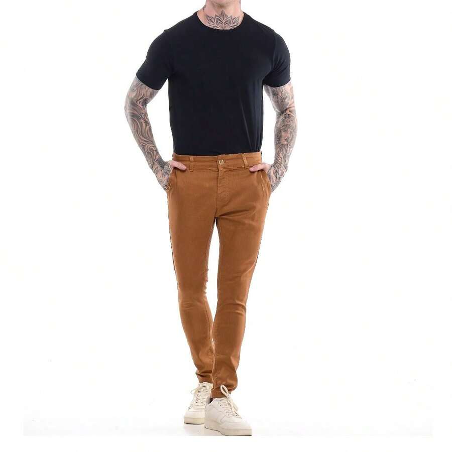 Men Pants - 駝色 - 查看 1