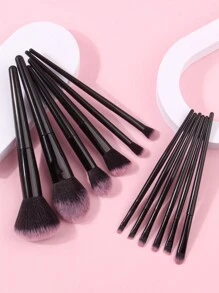 12pcs/Set New Black Makeup Brush Set For Cosmetics, Beauty & Makeup Application,Brush Set,Makeup Brush Kit,Make Up Brush Set,Make Up Set Complete,Makeup Brush Set,Complete Makeup Kit,Brush Kit,Brushes Makeup Set,Makeup Gift Set - Black - View 3