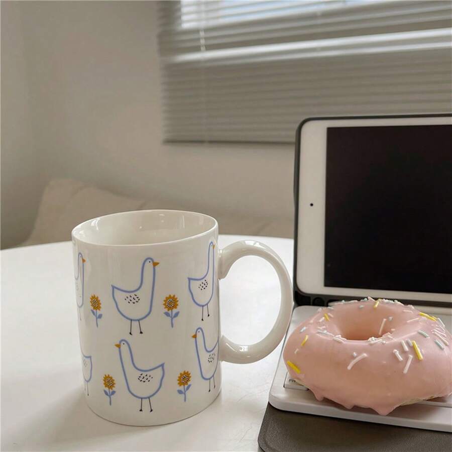 1pc Ceramic Duck Shaped Mug - cute duckling - View 1
