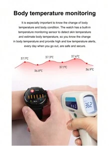 Lordwey E300 智能手錶追踪器血壓血氧血脂心電圖智能手錶 - 藍色 - 查看 5
