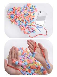 Bottled Colorful Beads100PCS Diy Manual Puzzle Beaded Building Blocks Early Education Geometric Shape Bracelet Toys School, Student,Stationery,School Supplies - Multicolor - View 7