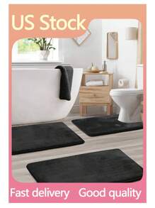 3 件纯色经典记忆泡沫浴垫套装，适用于浴室、卫生间和家居装饰家居浴室装饰浴室地毯地毯户外地毯门垫夏季浴室配件
