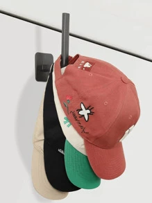 Perchero para sombreros, soporte para gorras, organizador de sombreros, ganchos para colgar, soportes de almacenamiento para gorras de béisbol, estante de almacenamiento para baño, estantes adhesivos para pared, sin perforación, gancho para colgar en la pared para sombreros, toallas, ropa, negro