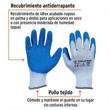 Guantes textiles con recubrimiento de látex rugoso - Azul - Ver 3
