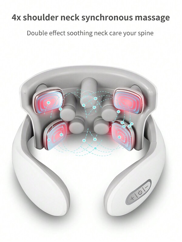 4-Head, 6-Mode, 15-Level Shoulder Neck Massager With Voice Reminder - Low Frequency Pulse And High Frequency Vibration For Deep Layer Care, 4x Synchronized Massage