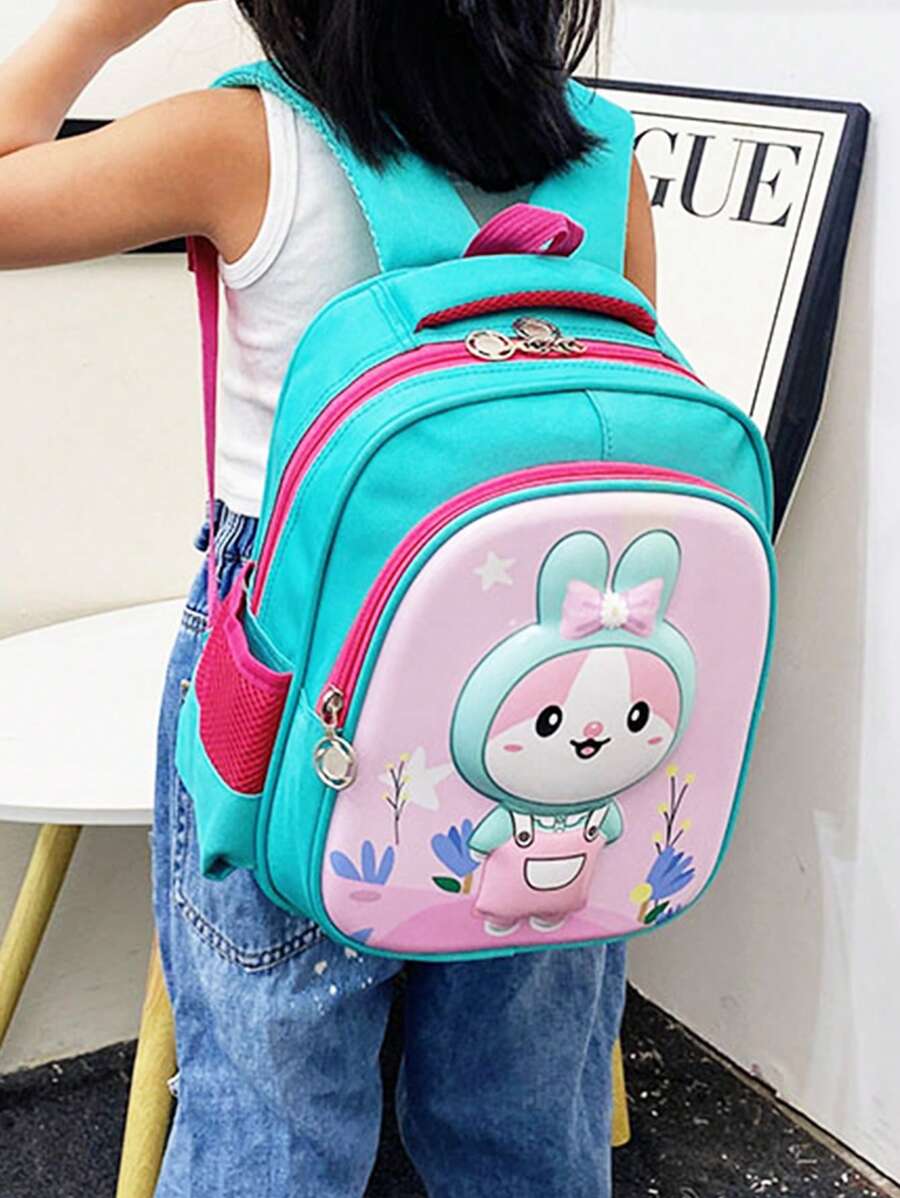 Cartoon Kids' School Backpack, Double-shoulder Bag - Green - View 1
