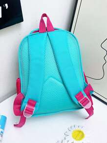 Cartoon Kids' School Backpack, Double-shoulder Bag - Green - View 4