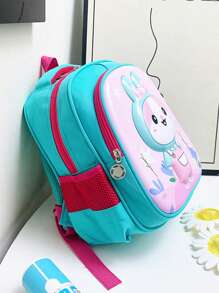Cartoon Kids' School Backpack, Double-shoulder Bag - Green - View 3