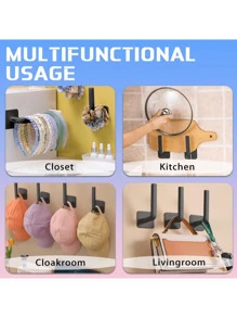 Perchero para sombreros, soporte para gorras, organizador de sombreros, ganchos para colgar, soportes de almacenamiento para gorras de béisbol, estante de almacenamiento para baño, estantes adhesivos para pared, sin perforación, gancho para colgar en la pared para sombreros, toallas, ropa, negro