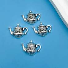 20入組混搭復古銀色荷花茶壺西裝牛仔墜飾耳環女士項鍊手鐲diy首飾製作配件