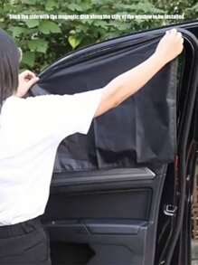 1pc Car Backseat Magnetic Black Rubber Light Proof Curtain - Black - View 3