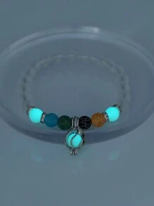 Nooxian 1pc Yoga/Meditation Glow In The Dark Lotus Beaded Bracelet For Women (Random Bead Count) - Multicolor - View 6