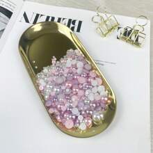 1100颗平底珍珠和水钻，30克混合尺寸3毫米-10毫米Ab色树脂水钻，紫色和粉色，半圆形平底珍珠和水钻，用于美甲和面部艺术工艺珠宝装饰、瓶子、杯子、美甲、服装和鞋子。DIY指甲饰物、指甲宝石、美甲用品、指甲