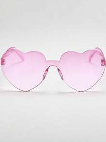 20 副男女通用 Y2K 风格心形糖果色时尚眼镜，适合各种节日和生日派对万圣节海滩配饰女士眼镜遮阳镜 - 粉色 - 查看 3
