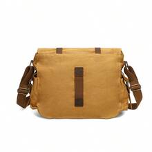 1入組多功能復古帆布相機袋,信差袋,肩背袋,帶可拆卸內部相機袋,適用於dslr相機,旅行 - 黃色 - 查看 3