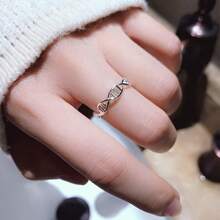 1pc Unisex Simple Dna Double Helix Rotatable Opening Ring, Suitable For Daily Wear - Silver - View 3