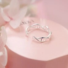 1pc Unisex Simple Dna Double Helix Rotatable Opening Ring, Suitable For Daily Wear - Silver - View 5