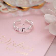 1pc Unisex Simple Dna Double Helix Rotatable Opening Ring, Suitable For Daily Wear - Silver - View 7