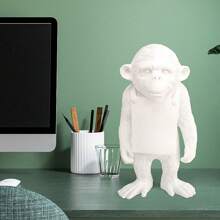 1 Stück weiße Gorilla Skulptur, kreativer Dekoartikel mit Banksy Affe Stimmungskarte für Schreibtisch, Büro, personalisierte Geschenkidee