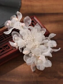 1件手工复古桃花发簪，优雅花卉发饰，适合夏季、摄影、表演、汉服等场合。 - 香檳色 - 查看 3