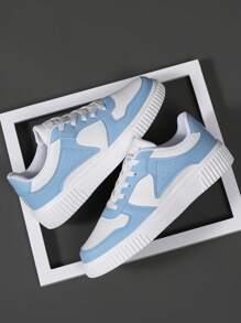 男士淺藍白休閒運動鞋,舒適透氣 - 淺藍色 - 查看 3