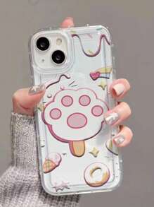 1pc Cat Paw Ice Cream Shaped Shockproof Silicone Case Compatible With Iphone 14