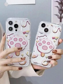 1pc Cat Paw Ice Cream Shaped Shockproof Silicone Case Compatible With Iphone 14