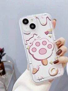 1pc Cat Paw Ice Cream Shaped Shockproof Silicone Case Compatible With Iphone 14