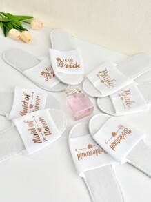 1pair Elegant And Comfortable Wedding Party Slippers For Brides, Bridesmaids, And Guests - Perfect For Any Occasion Best Gifts,Wedding Decor,Home Decor ,Room Decor Birthday Graduation Birthday Decorations Party Decorations Bachelorette