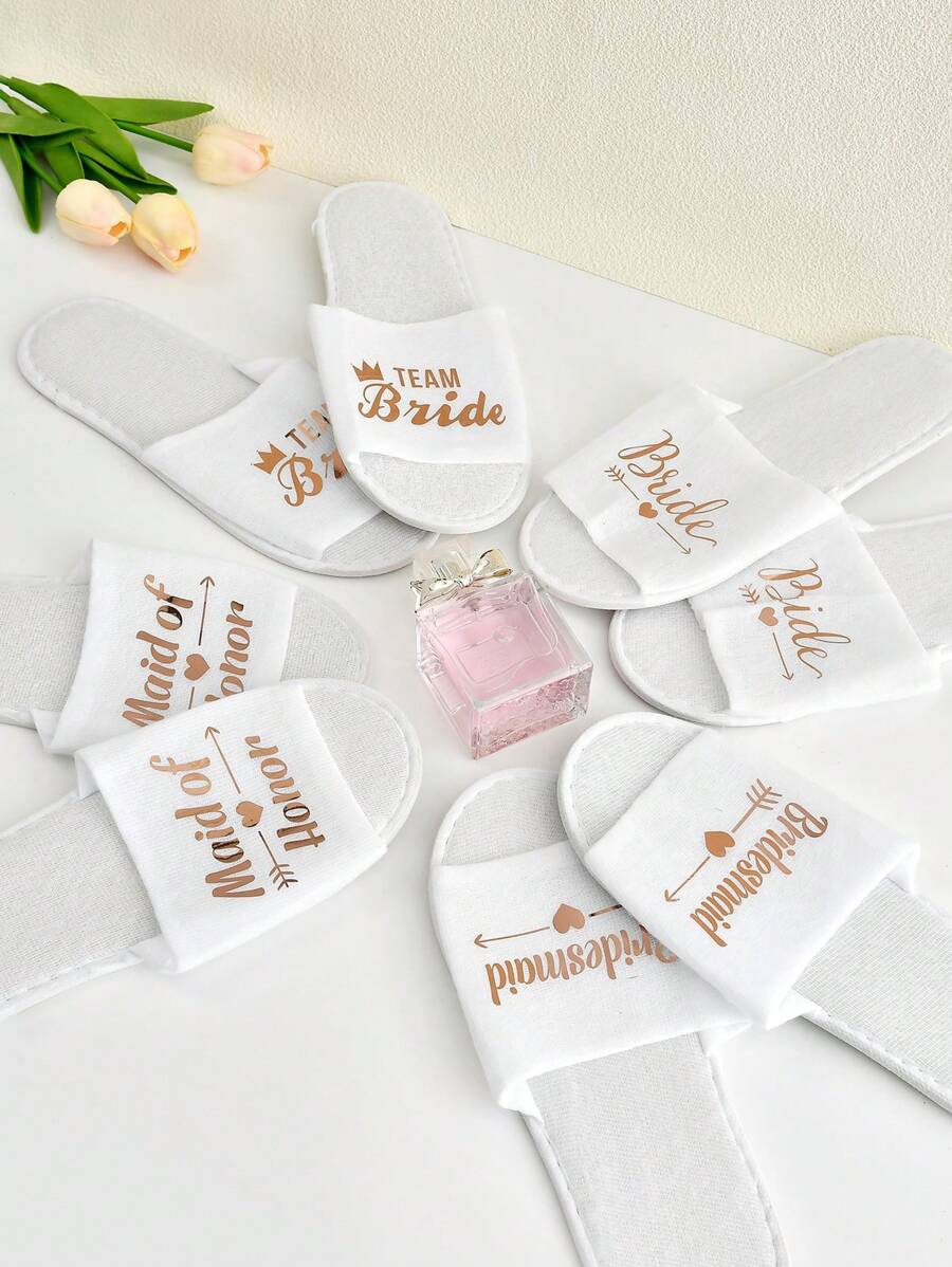 1pair Elegant And Comfortable Wedding Party Slippers For Brides, Bridesmaids, And Guests - Perfect For Any Occasion Best Gifts,Wedding Decor,Home Decor ,Room Decor Birthday Graduation Birthday Decorations Party Decorations Bachelorette