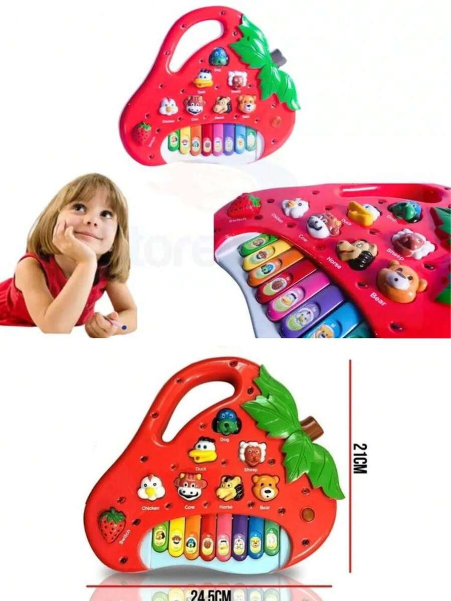 Piano Morango Musical Pedagógico Brinquedo de Fazenda infantil - Vermelho - Visão 1