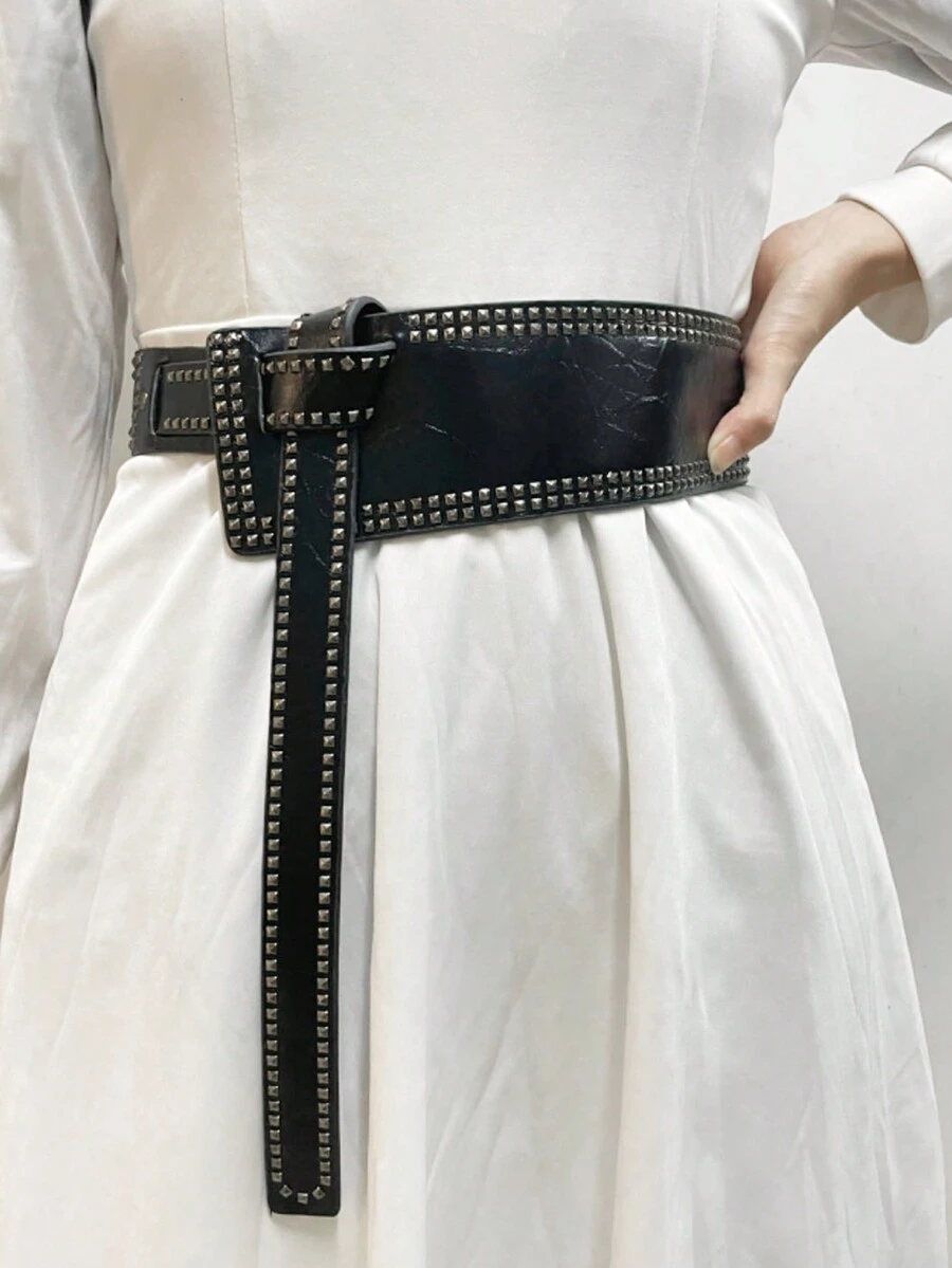 1 件個性化女式打結寬腰帶,帶鉚釘,時尚連衣裙腰帶,適合所有場合