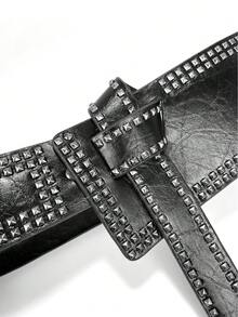 1 件個性化女式打結寬腰帶,帶鉚釘,時尚連衣裙腰帶,適合所有場合