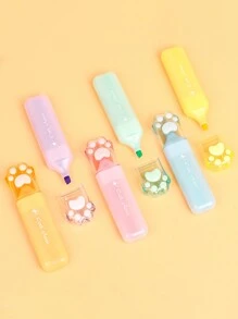 1 支猫爪荧光笔，学生可爱文具，软头荧光笔 - 彩色 - 查看 1