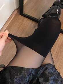 1 双超薄黑色防勾丝透明连裤袜 - 黑色 - 查看 3