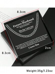 1條時尚粗鏈鎖骨項鍊,適用於男士,附贈禮品盒 - 黑色 - 查看 4