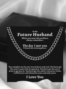 1條時尚粗鏈鎖骨項鍊,適用於男士,附贈禮品盒 - 黑色 - 查看 1