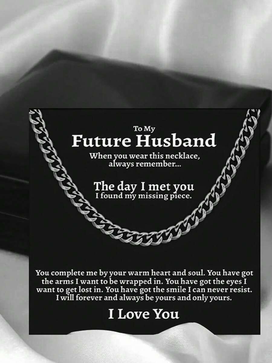 1條時尚粗鏈鎖骨項鍊,適用於男士,附贈禮品盒 - 黑色 - 查看 1