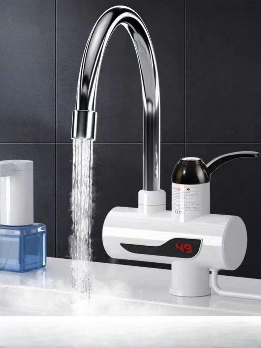 015 Entrada Inferior De Pantalla Oblicua [tubo De Curva Grande] Grifo De Agua Caliente Eléctrico - Blanco - Ver 1