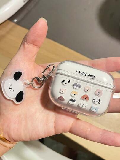 Cute Puppy Design 3/ 4 Case, Protective Cover Compatible With Apple 1/2, Creative Soft Case Compatible With Airpods Pro 2, Transparent Earphone Case