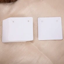 50pcs White Thick Square Display Cards For Jewelry, 5x5cm, Ideal For Handmade Necklaces, Bracelets, Earrings Packaging And Presentation - White - View 5