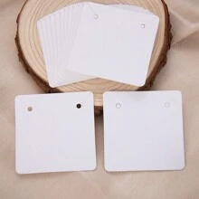 50pcs White Thick Square Display Cards For Jewelry, 5x5cm, Ideal For Handmade Necklaces, Bracelets, Earrings Packaging And Presentation - White - View 1