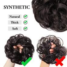 2PCS Synthetic Hair Bun Extensions Messy Curly Elastic Scrunchies Hairpieces Synthetic Chignon Donut Updo Hair Pieces for Women - Brown - View 6