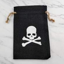 (1入組)高端亞麻骰子袋,黑色骷髏花紋,束口袋,可用於儲物、收藏、禮品並方便攜帶,桌遊配件(不包含骰子) - 黑色 - 查看 2