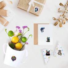 500pcs/roll Cute Cartoon Raccoon Stickers, 1 Inch Label Sticker Roll With 10 Patterns For Scrapbooking Self-adhesive Sealing Stationery Card Envelope - Multicolor - View 7