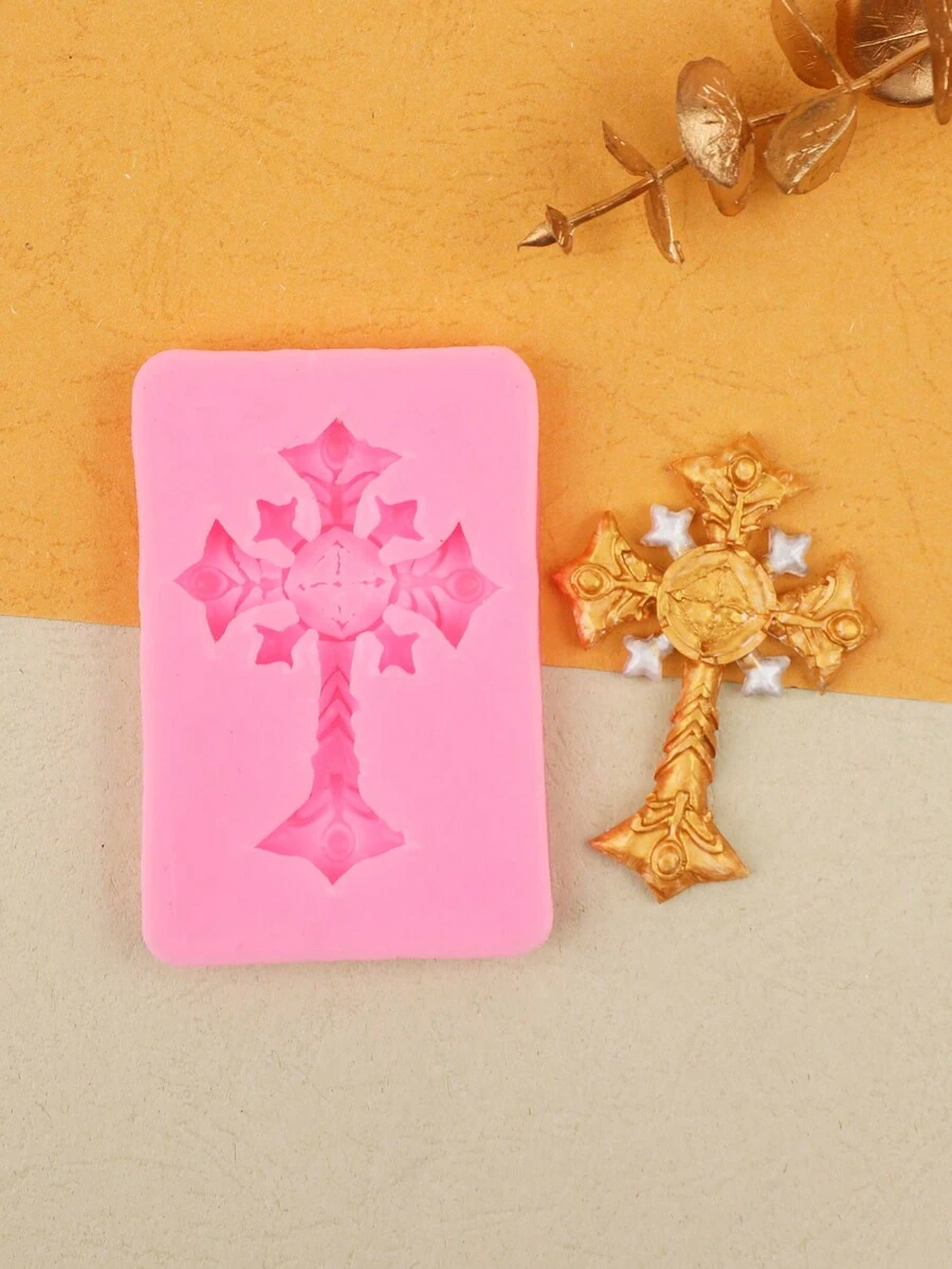 Cross Texture Decoration Mold For Diy Fondant, Silicone Cake, Baking, Chocolate Mold - Pink - View 1