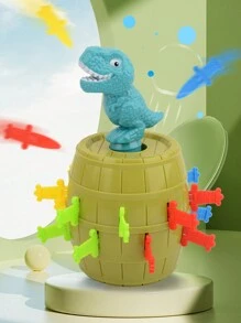 兒童恐龍桶帶劍套裝，惡作劇親子互動桌面遊戲，減壓玩具和海盜假裝玩具，適合 3 歲及以上男孩和女孩的派對禮物 - 均碼 - 查看 2