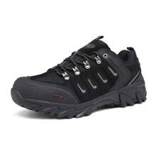 Men's Waterproof Hiking Shoes Leather Low-Top Hiking Shoes For Outdoor Trailing Trekking Camping Walking - 黑色 - 查看 3
